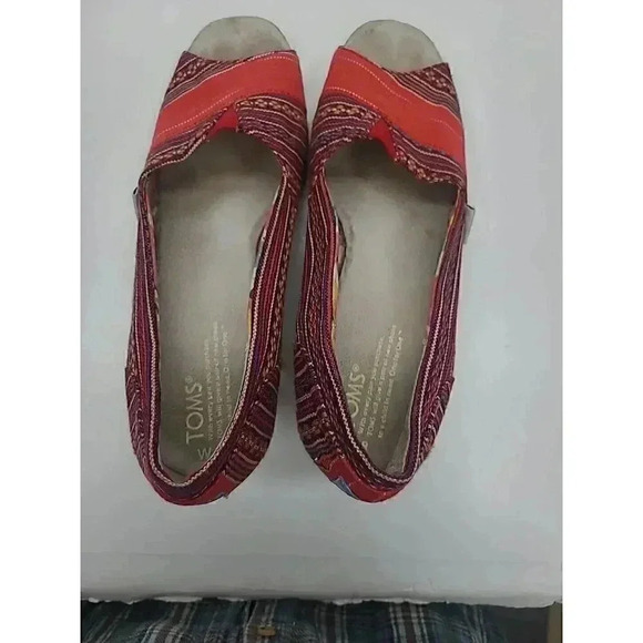 Toms Calypso Espadrilles Canvas Wedge Heels Women's Size 8 Open Toed - Picture 9 of 10